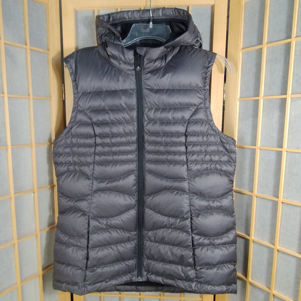 Lole Hooded Duck Down Puffer Vest Grey Size L